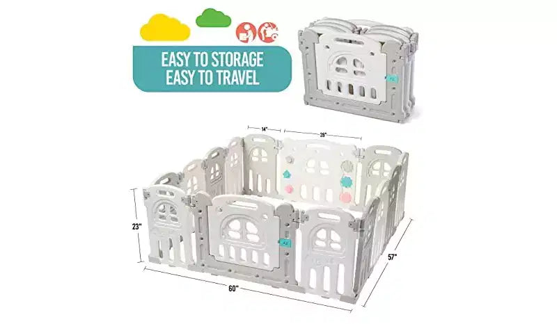 Parc pliable pour bébé de 14 panneaux - Forme réglable, Centre d'activités de plus de 2,3 m²