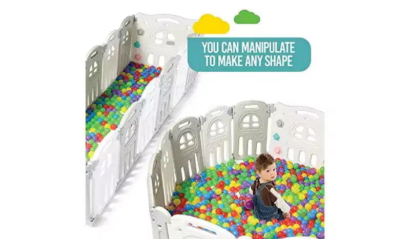 Parc pliable pour bébé de 14 panneaux - Forme réglable, Centre d'activités de plus de 2,3 m²