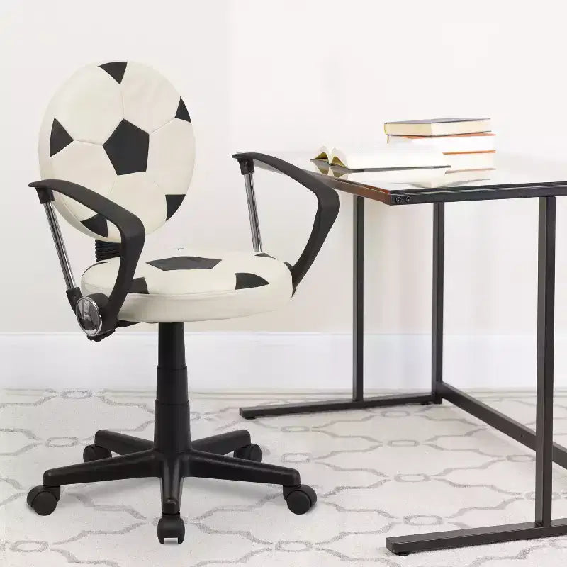 Chaise de travail pivotante de sport avec accoudoirs – Revêtement en vinyle, hauteur réglable