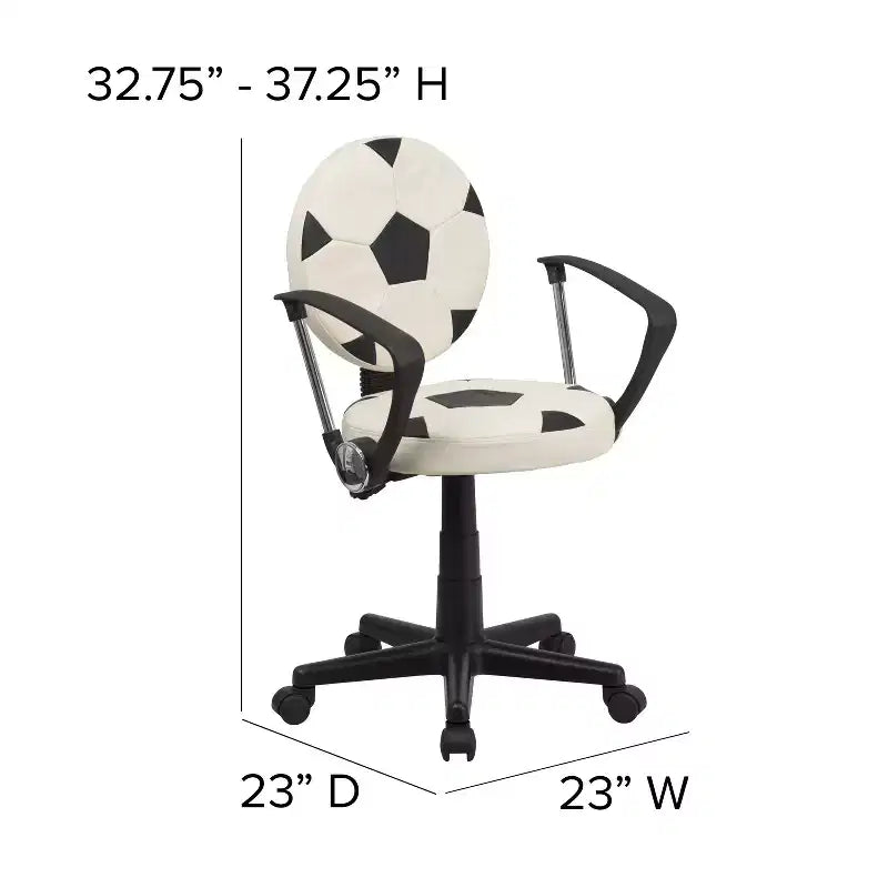 Chaise de travail pivotante de sport avec accoudoirs – Revêtement en vinyle, hauteur réglable