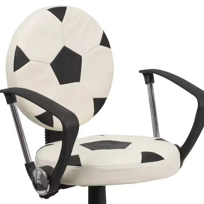Chaise de travail pivotante de sport avec accoudoirs – Revêtement en vinyle, hauteur réglable