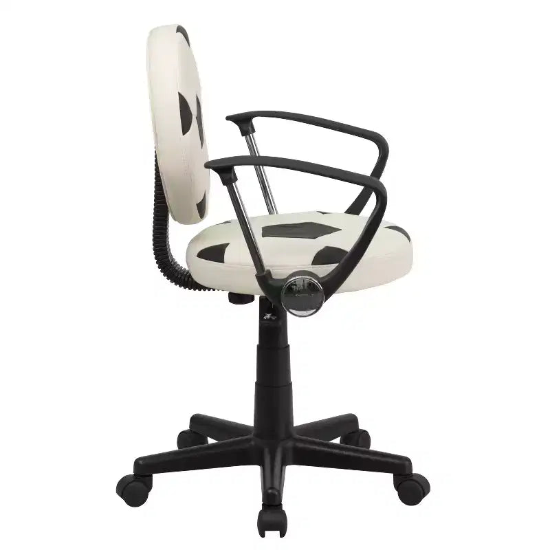 Chaise de travail pivotante de sport avec accoudoirs – Revêtement en vinyle, hauteur réglable