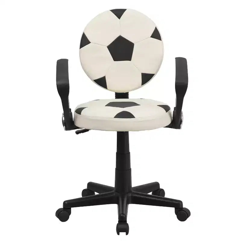 Chaise de travail pivotante de sport avec accoudoirs – Revêtement en vinyle, hauteur réglable