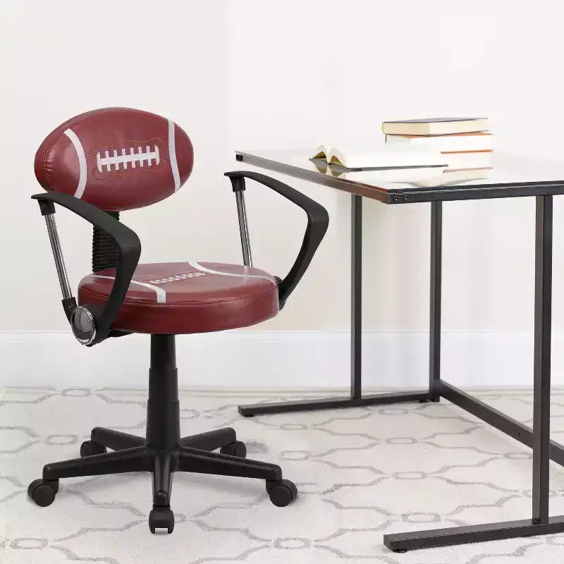 Chaise de travail pivotante de sport avec accoudoirs – Revêtement en vinyle, hauteur réglable