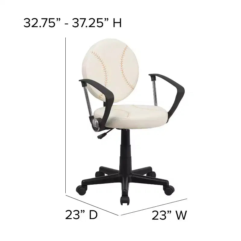 Chaise de travail pivotante de sport avec accoudoirs – Revêtement en vinyle, hauteur réglable