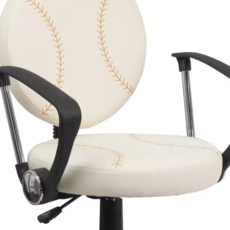 Chaise de travail pivotante de sport avec accoudoirs – Revêtement en vinyle, hauteur réglable