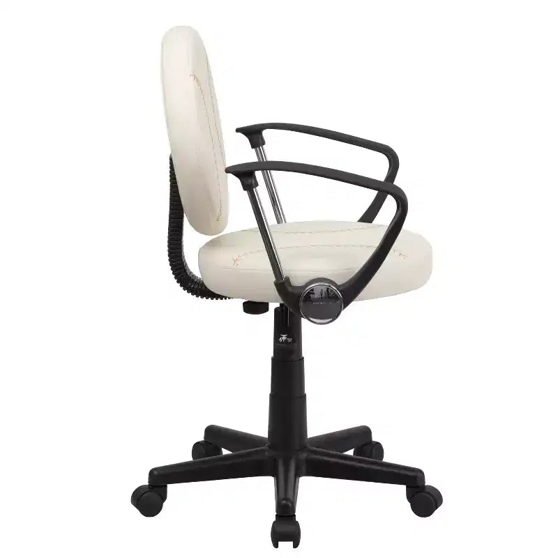 Chaise de travail pivotante de sport avec accoudoirs – Revêtement en vinyle, hauteur réglable