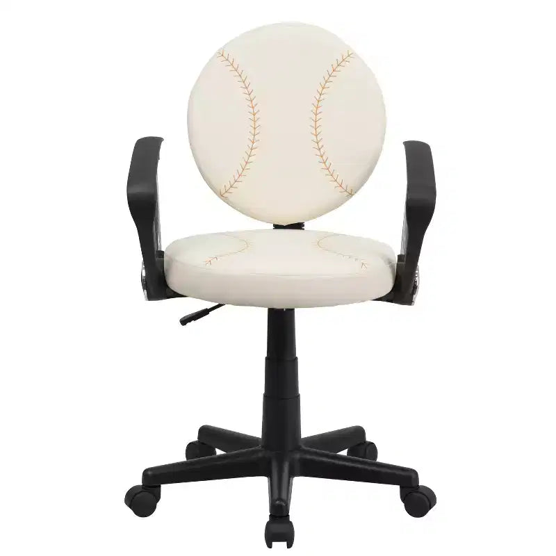 Chaise de travail pivotante de sport avec accoudoirs – Revêtement en vinyle, hauteur réglable