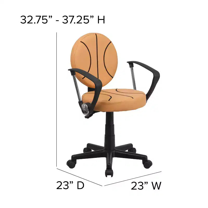Chaise de travail pivotante de sport avec accoudoirs – Revêtement en vinyle, hauteur réglable