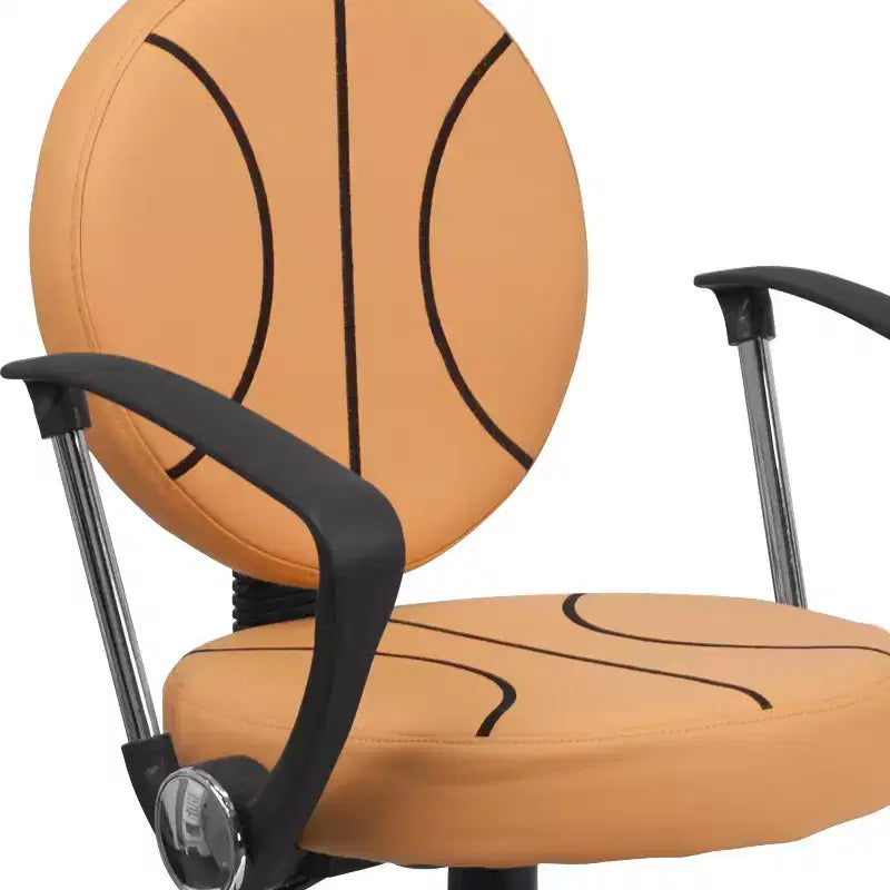 Chaise de travail pivotante de sport avec accoudoirs – Revêtement en vinyle, hauteur réglable