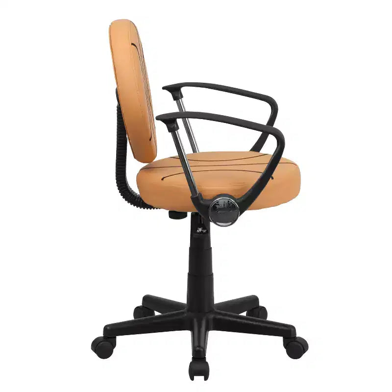 Chaise de travail pivotante de sport avec accoudoirs – Revêtement en vinyle, hauteur réglable