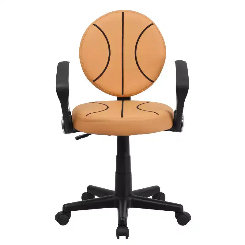 Chaise de travail pivotante de sport avec accoudoirs – Revêtement en vinyle, hauteur réglable