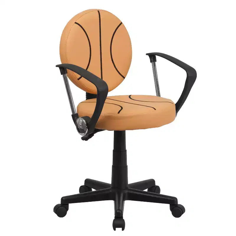 Chaise de travail pivotante de sport avec accoudoirs – Revêtement en vinyle, hauteur réglable