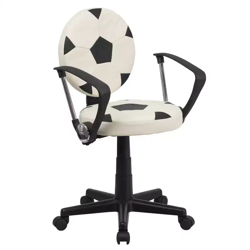 Chaise de travail pivotante de sport avec accoudoirs – Revêtement en vinyle, hauteur réglable