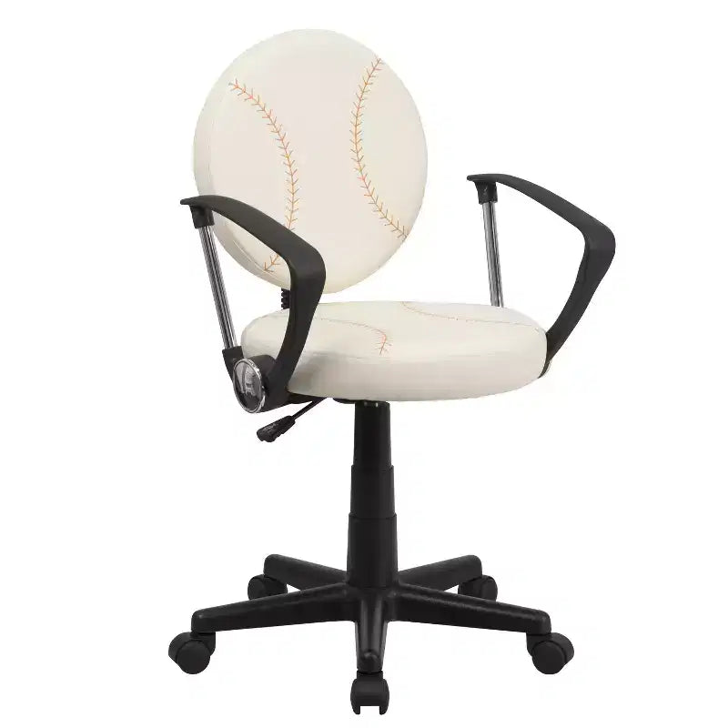 Chaise de travail pivotante de sport avec accoudoirs – Revêtement en vinyle, hauteur réglable