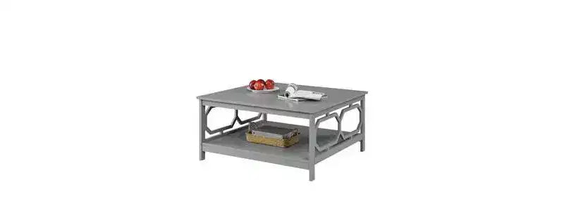 Table basse carrée 36" avec étagère ouverte - Bois composite noir