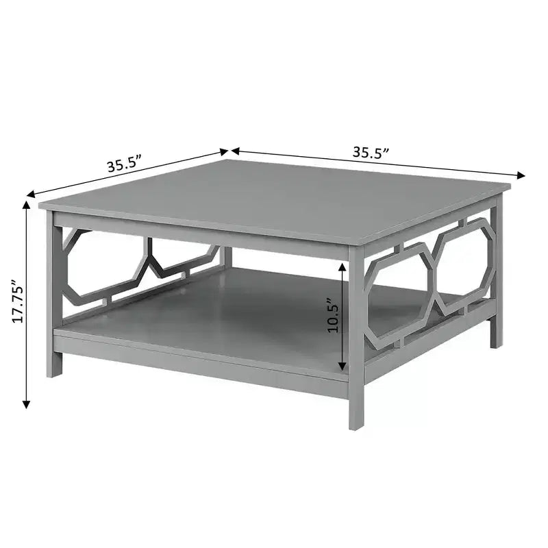Table basse carrée 36" avec étagère ouverte - Bois composite noir