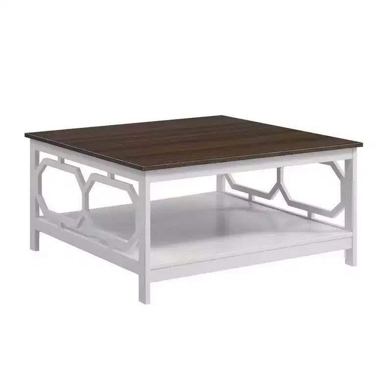 Table basse carrée 36" avec étagère ouverte - Bois composite noir