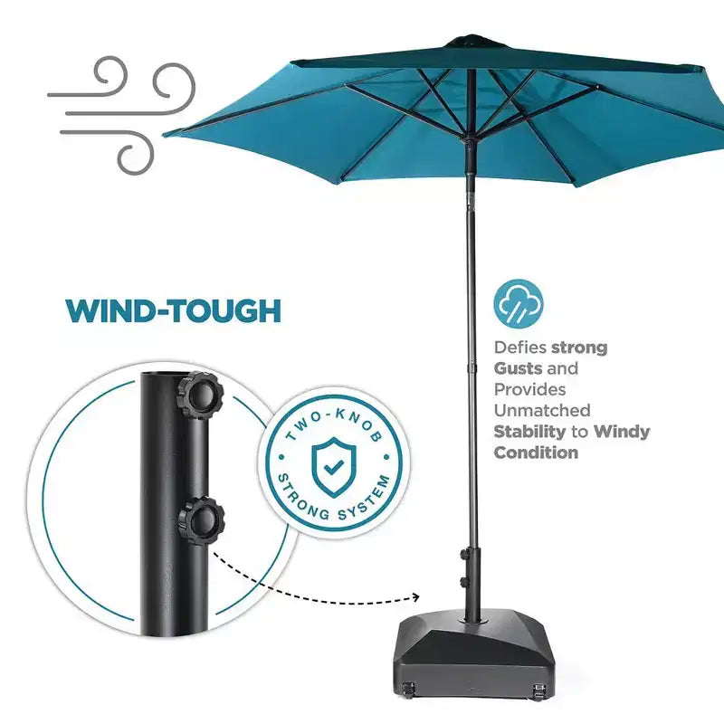 Base de parasol de terrasse à remplir avec roues – Capacité de 55 kg, en PEHD noir