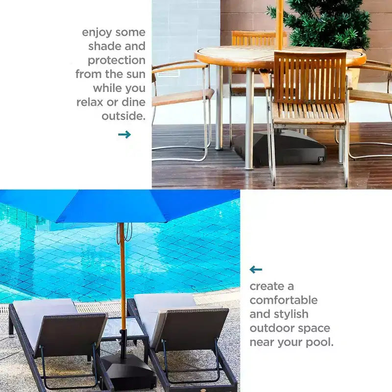 Base de parasol de terrasse à remplir avec roues – Capacité de 55 kg, en PEHD noir