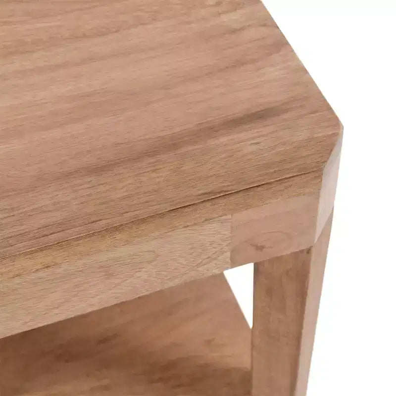 Table Basse Rectangulaire - Deux Niveaux en Bois de Mangue Massif, 36x20x18 Pouces