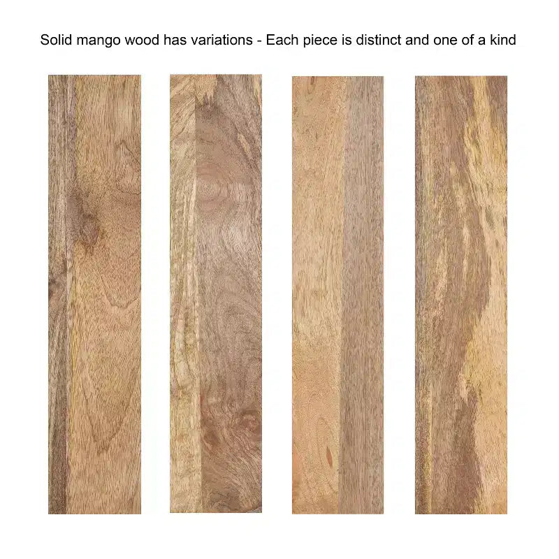 Table Basse Rectangulaire - Deux Niveaux en Bois de Mangue Massif, 36x20x18 Pouces