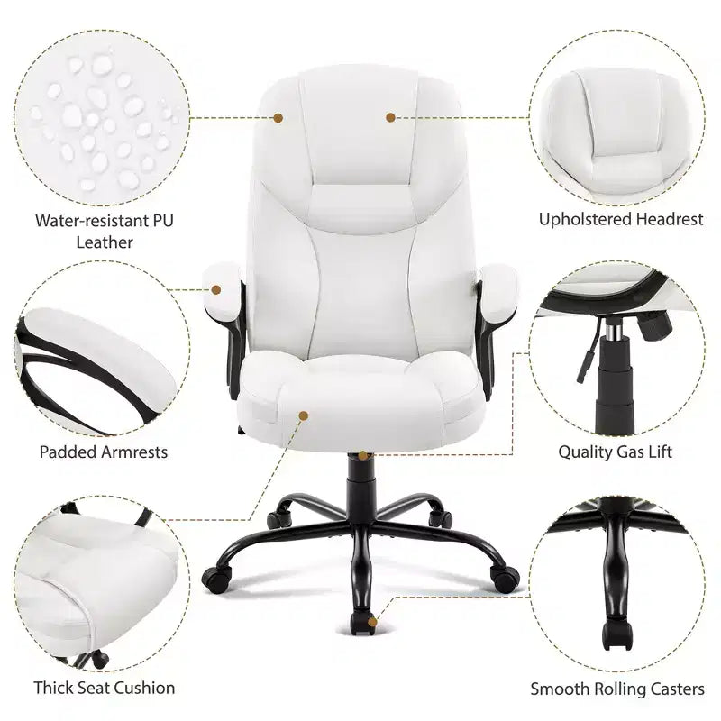 Fauteuil de bureau de direction en similicuir - Dossier haut ergonomique, capacité de 136 kg