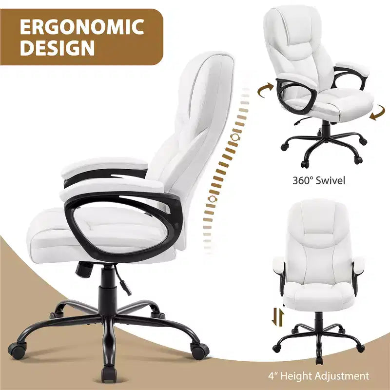 Fauteuil de bureau de direction en similicuir - Dossier haut ergonomique, capacité de 136 kg