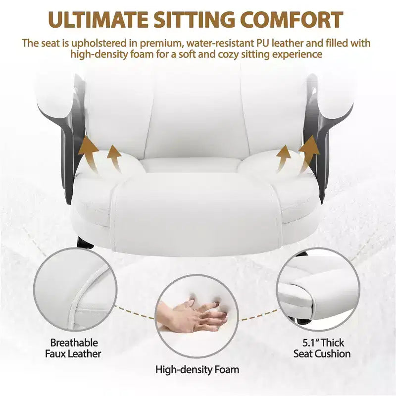 Fauteuil de bureau de direction en similicuir - Dossier haut ergonomique, capacité de 136 kg