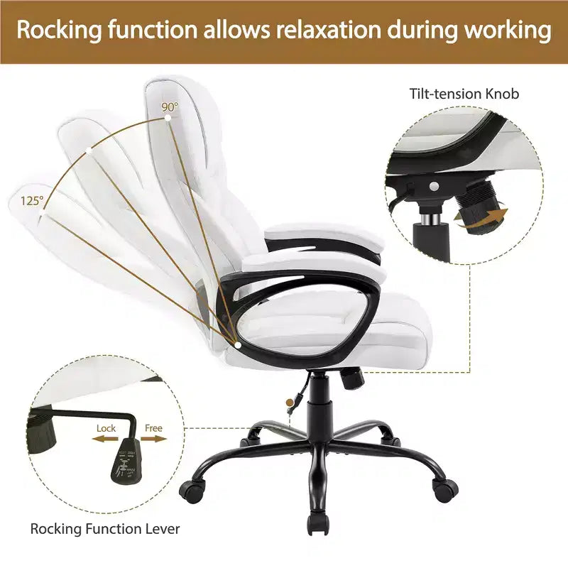 Fauteuil de bureau de direction en similicuir - Dossier haut ergonomique, capacité de 136 kg