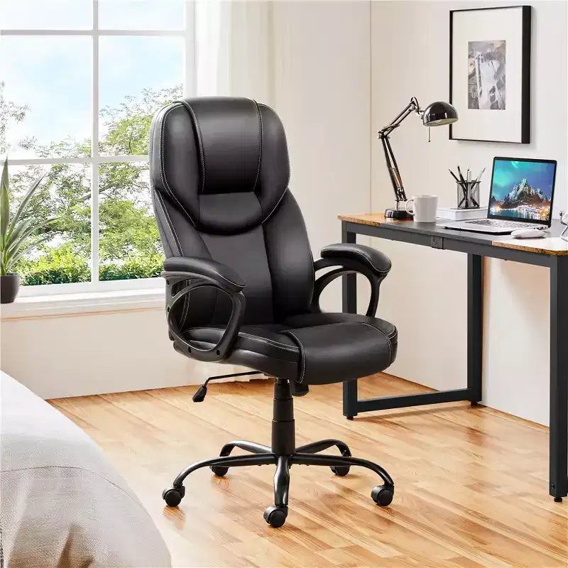 Fauteuil de bureau de direction en similicuir - Dossier haut ergonomique, capacité de 136 kg