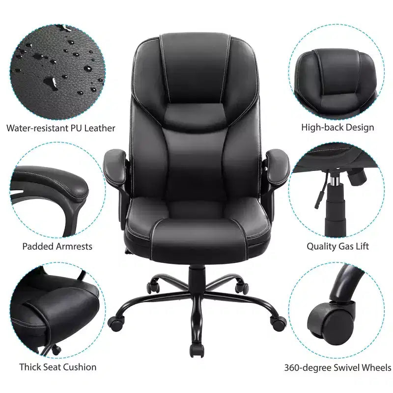 Fauteuil de bureau de direction en similicuir - Dossier haut ergonomique, capacité de 136 kg