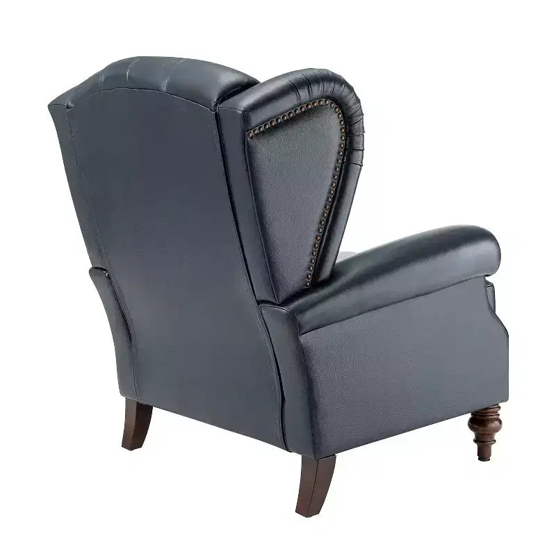Fauteuil club en cuir véritable de 33 po – Dossier touffeté, garniture cloutée et pieds fuselés en bois