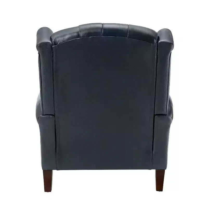 Fauteuil club en cuir véritable de 33 po – Dossier touffeté, garniture cloutée et pieds fuselés en bois