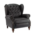 Fauteuil club en cuir véritable de 33 po – Dossier touffeté, garniture cloutée et pieds fuselés en bois