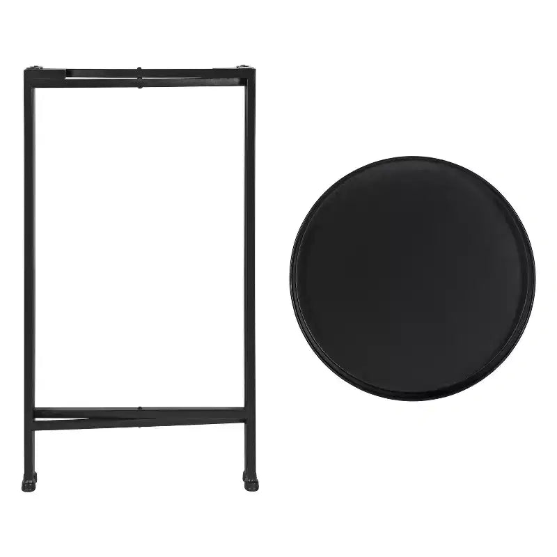 Table d'appoint pliante ronde en métal avec plateau - Noir et or, 35,5 cm
