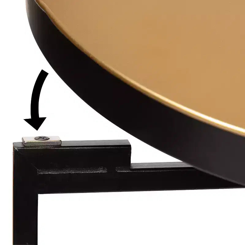 Table d'appoint pliante ronde en métal avec plateau - Noir et or, 35,5 cm
