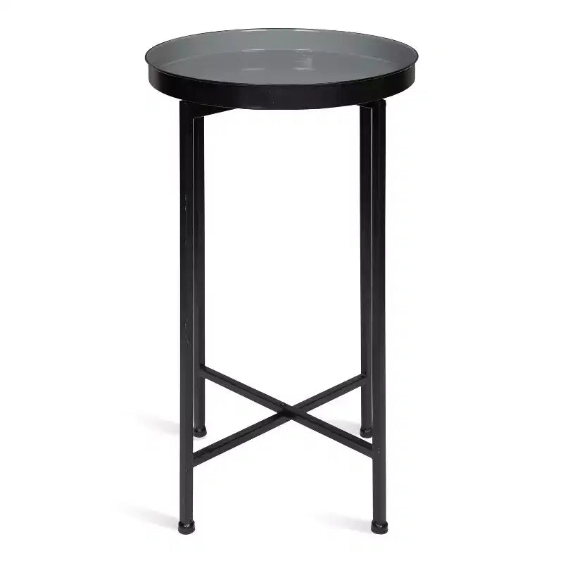 Table d'appoint pliante ronde en métal avec plateau - Noir et or, 35,5 cm