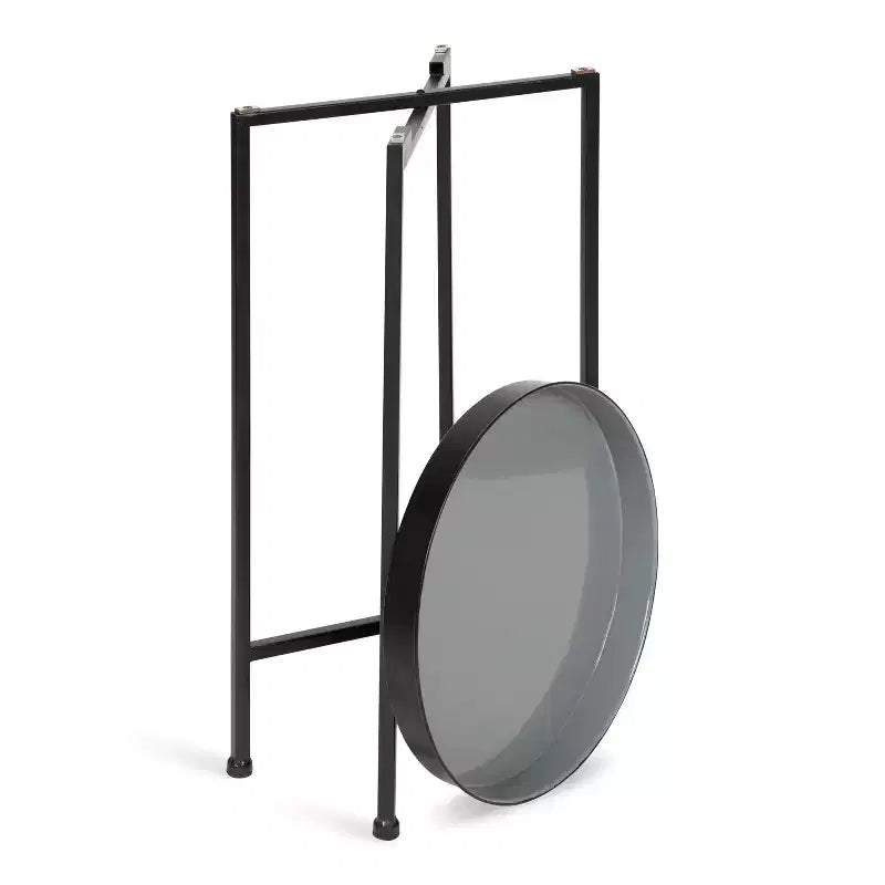 Table d'appoint pliante ronde en métal avec plateau - Noir et or, 35,5 cm