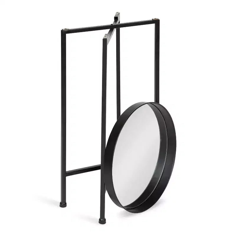 Table d'appoint pliante ronde en métal avec plateau - Noir et or, 35,5 cm