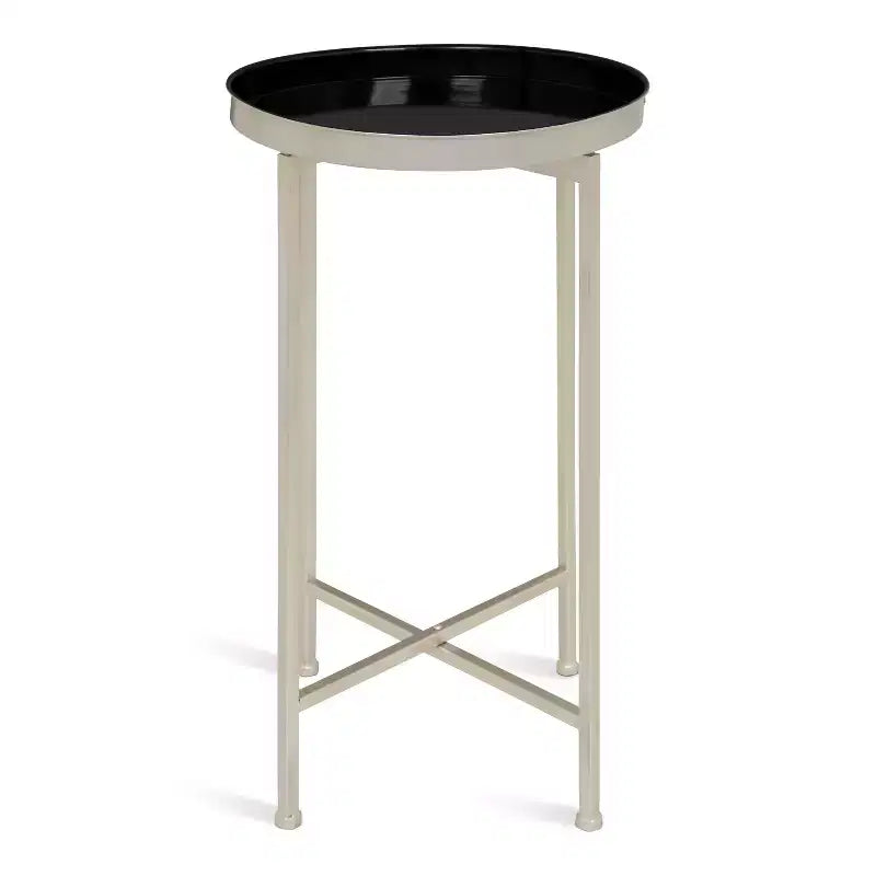 Table d'appoint pliante ronde en métal avec plateau - Noir et or, 35,5 cm