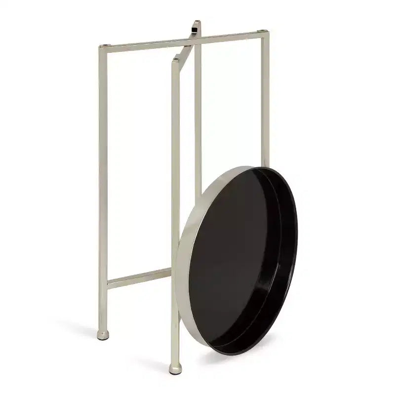 Table d'appoint pliante ronde en métal avec plateau - Noir et or, 35,5 cm
