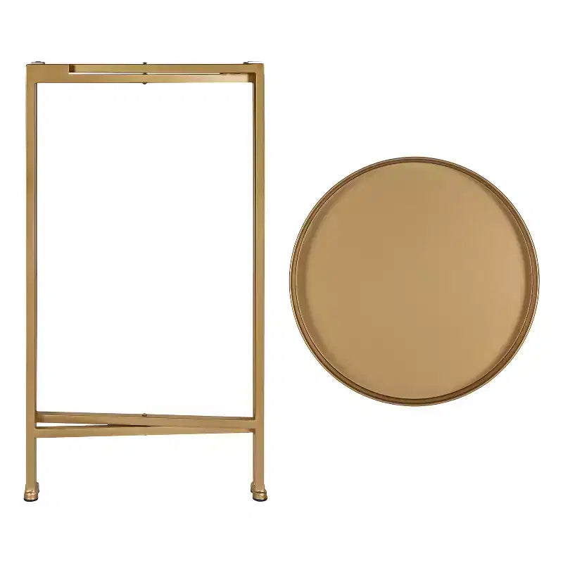 Table d'appoint pliante ronde en métal avec plateau - Noir et or, 35,5 cm