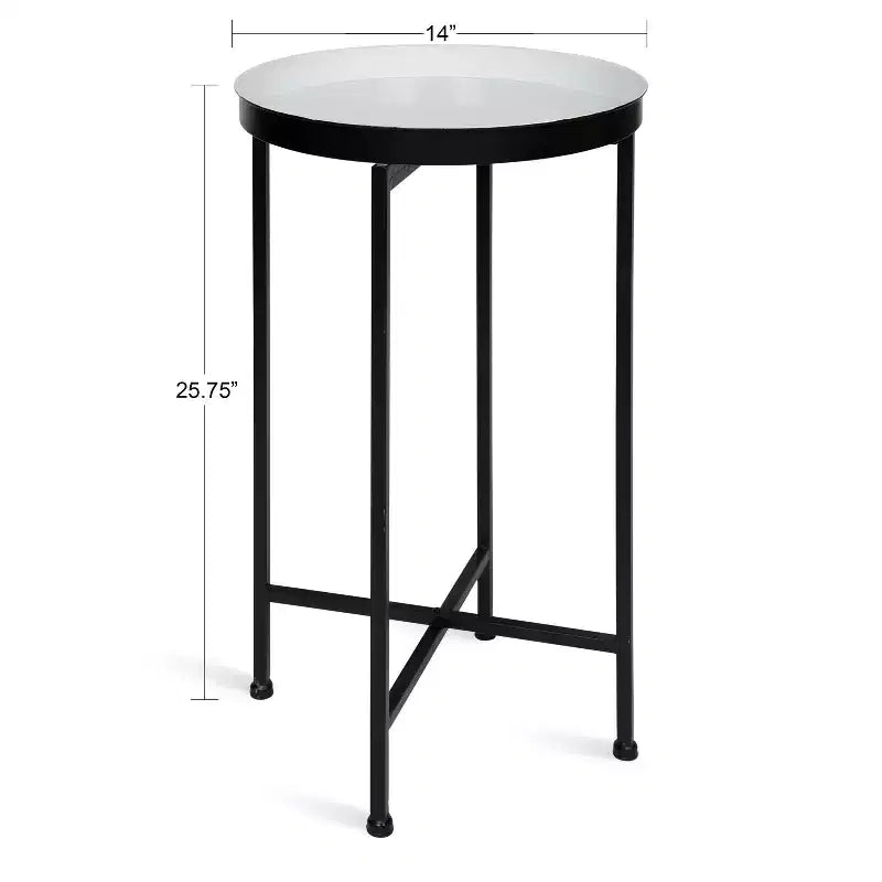 Table d'appoint pliante ronde en métal avec plateau - Noir et or, 35,5 cm