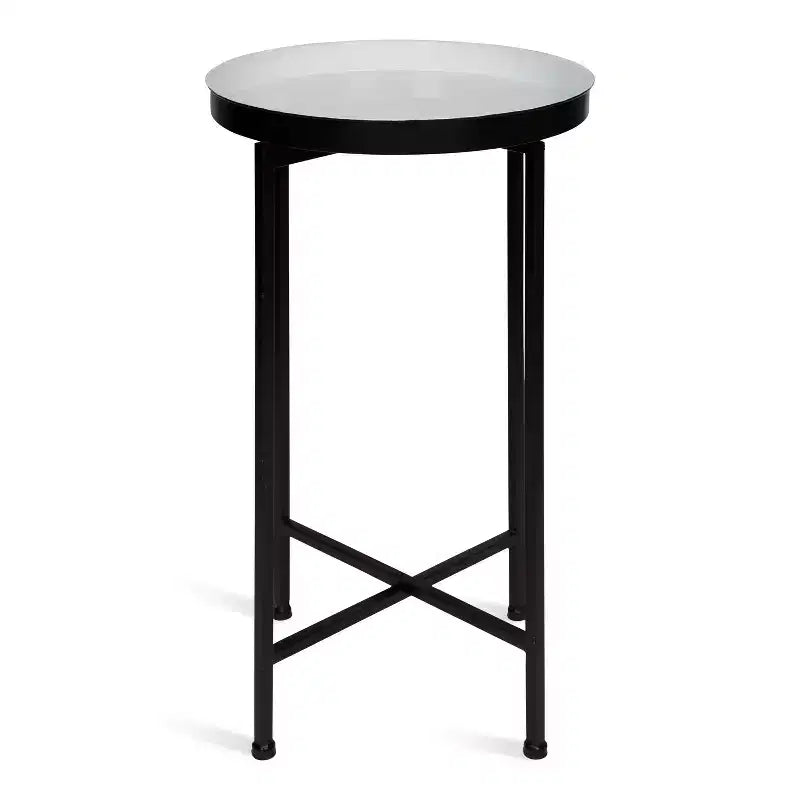 Table d'appoint pliante ronde en métal avec plateau - Noir et or, 35,5 cm