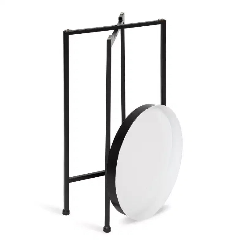 Table d'appoint pliante ronde en métal avec plateau - Noir et or, 35,5 cm