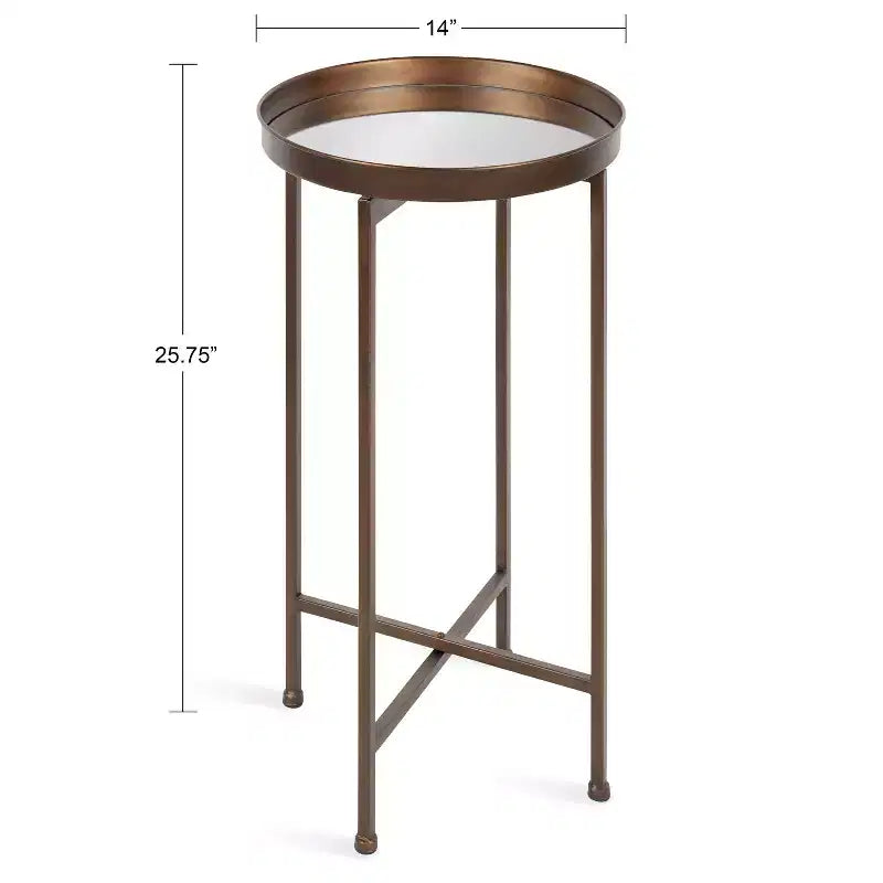 Table d'appoint pliante ronde en métal avec plateau - Noir et or, 35,5 cm