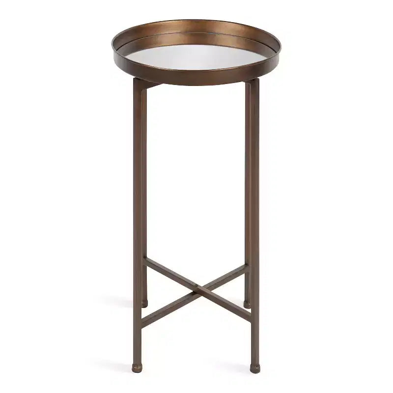 Table d'appoint pliante ronde en métal avec plateau - Noir et or, 35,5 cm