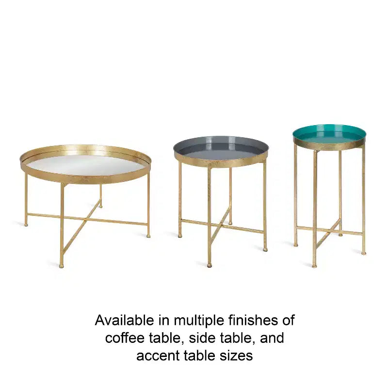 Table d'appoint pliante ronde en métal avec plateau - Noir et or, 35,5 cm