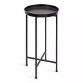 Table d'appoint pliante ronde en métal avec plateau - Noir et or, 35,5 cm